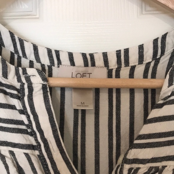 Loft Striped Linen Blend Sleeveless Blouse Top - Picture 2 of 4